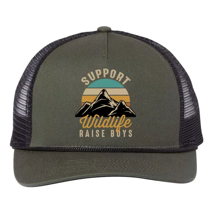 Support Wildlife Raise Boy Retro Rope Trucker Hat Cap