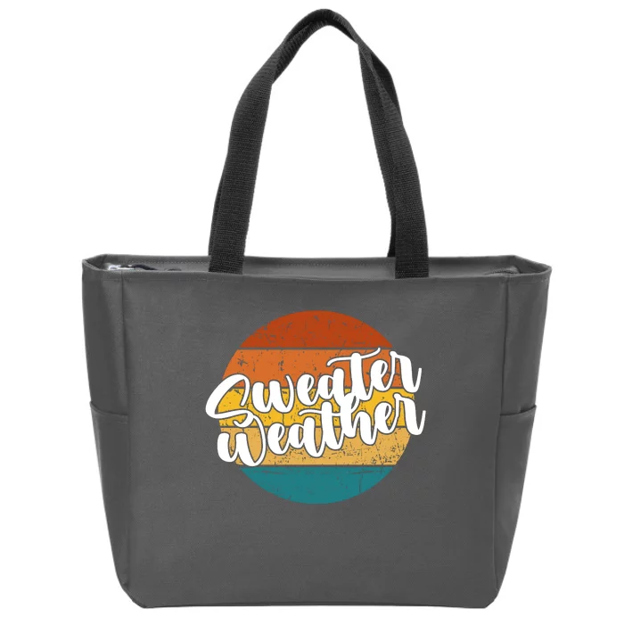 Sweater Weather Retro Vintage Fall Zip Tote Bag