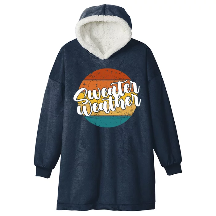 Sweater Weather Retro Vintage Fall Hooded Wearable Blanket