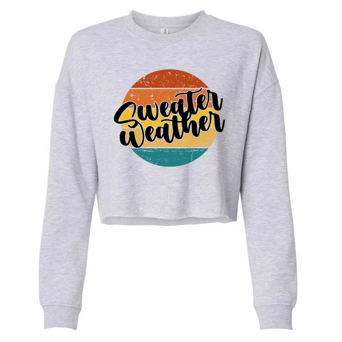 Sweater Weather Retro Vintage Fall Cropped Pullover Crew