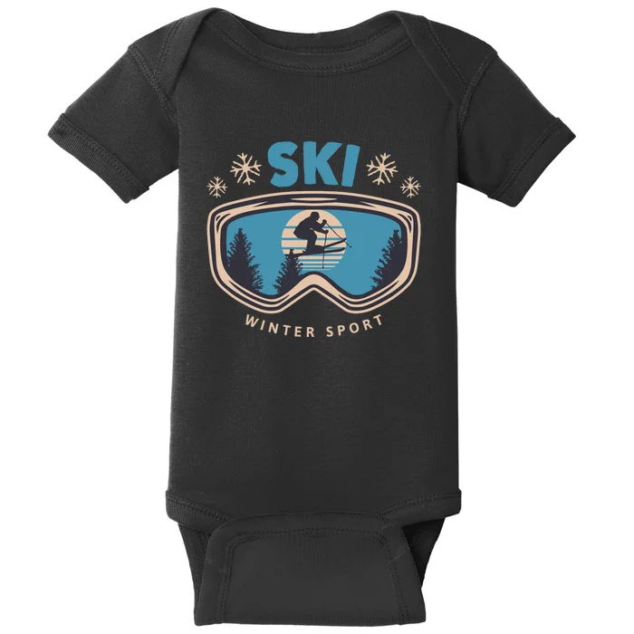 Ski Winter Sport Baby Bodysuit