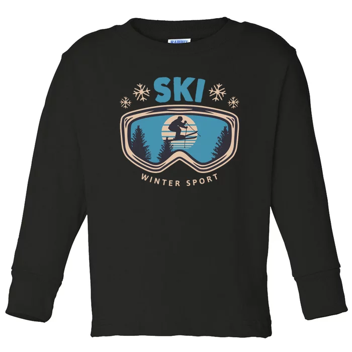 Ski Winter Sport Toddler Long Sleeve Shirt