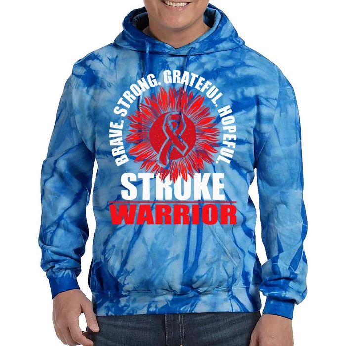 Stroke Warrior Stroke Survivor Red Awareness Ribbon Tie Dye Hoodie