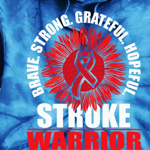 Stroke Warrior Stroke Survivor Red Awareness Ribbon Tie Dye Hoodie