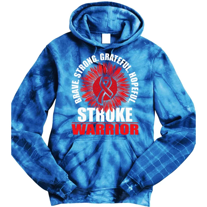 Stroke Warrior Stroke Survivor Red Awareness Ribbon Tie Dye Hoodie