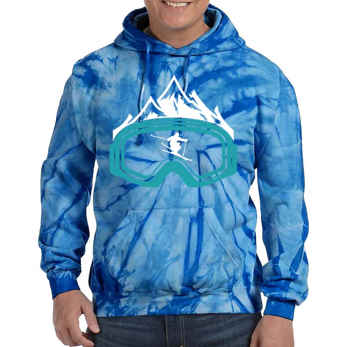 Skiing Winter Sports Gift Skier Ski Mountains Skiing Gift Tie Dye Hoodie