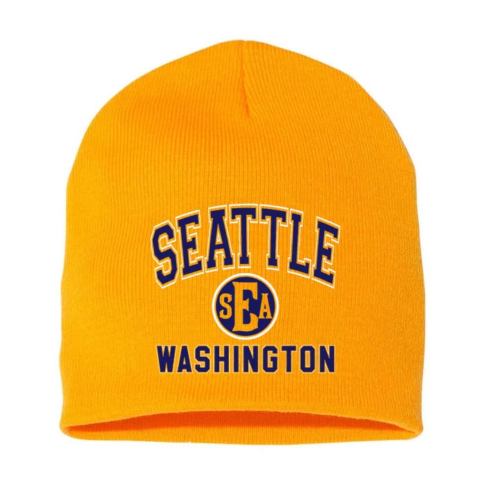 Seattle Washington Sea Dark Blue Short Acrylic Beanie