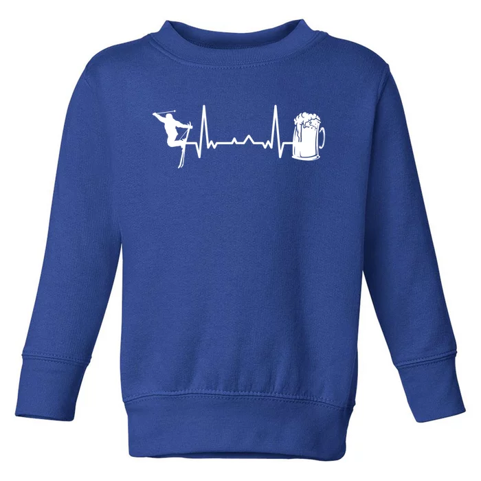 Skiing Winter Sports Heartbeat Ekg Skier Ski Skiing Meaningful Gift Toddler Sweatshirt