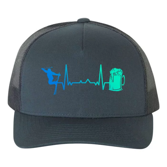 Skiing Winter Sports Heartbeat Ekg Skier Ski Skiing Gift Yupoong Adult 5-Panel Trucker Hat