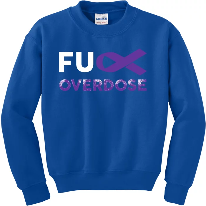 Support Warrior Survivor Funny Gift Fuck Overdose Awareness Gift Kids Sweatshirt