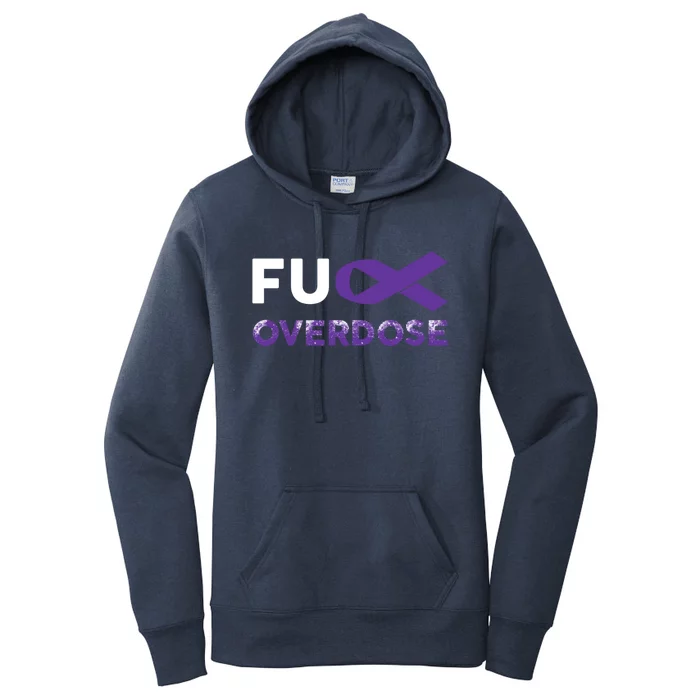 Support Warrior Survivor Funny Gift Fuck Overdose Awareness Gift Women's Pullover Hoodie