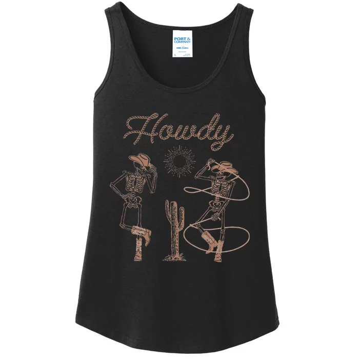 Spooky Western Skeleton Dance Halloween Costume Ladies Essential Tank