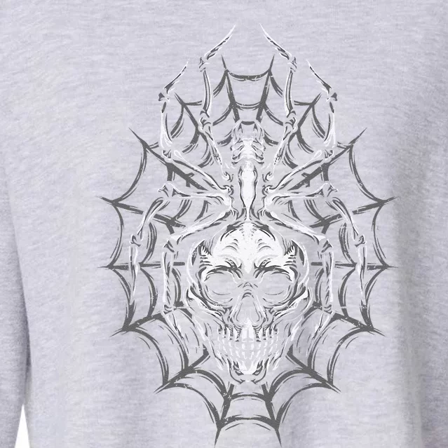 Spider Web Skull Halloween Spider Cropped Pullover Crew