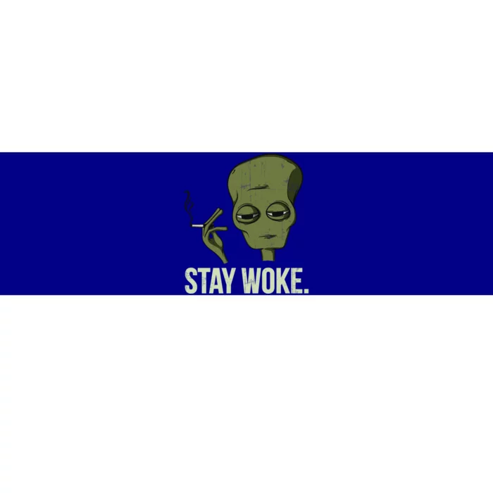 Stay Woke Smoking Alien Funny Chilled Aware Gift Bumper Sticker