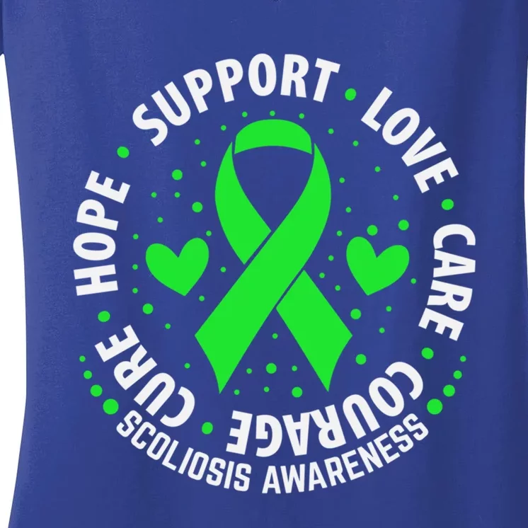 Scoliosis Warrior Survivor Green Ribbon Scoliosis Awareness Gift Women's V-Neck T-Shirt