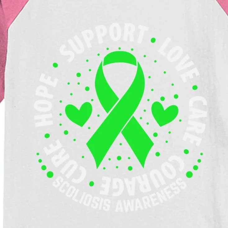 Scoliosis Warrior Survivor Green Ribbon Scoliosis Awareness Gift Kids Colorblock Raglan Jersey