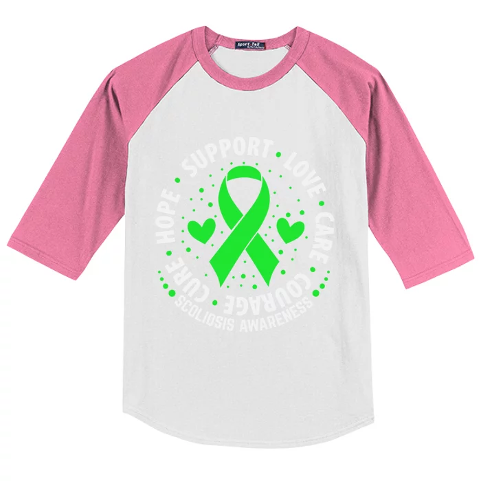 Scoliosis Warrior Survivor Green Ribbon Scoliosis Awareness Gift Kids Colorblock Raglan Jersey