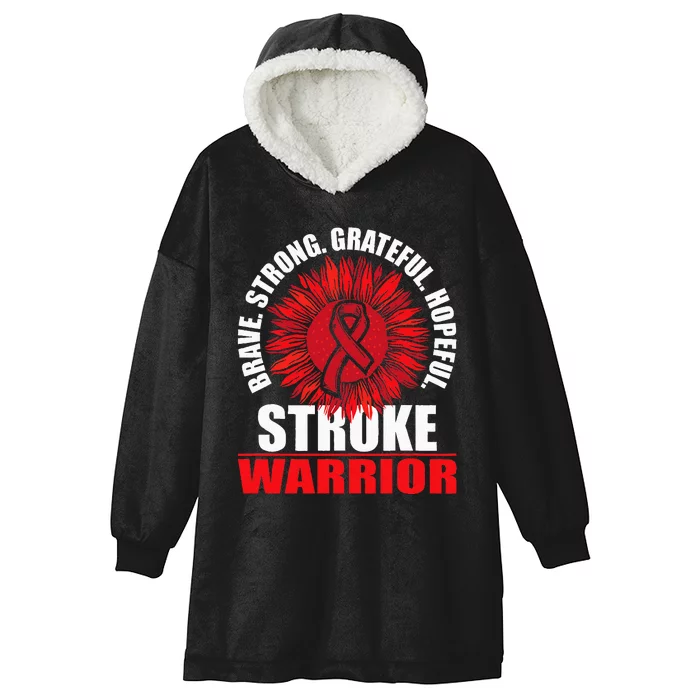 Stroke Warrior Stroke Survivor Red Awareness Ribbon Hooded Wearable Blanket