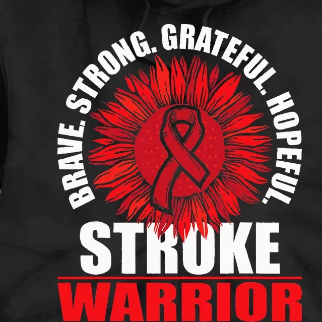 Stroke Warrior Stroke Survivor Red Awareness Ribbon Tie Dye Hoodie