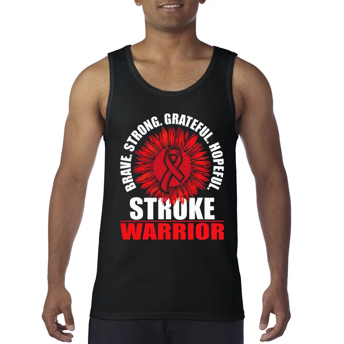 Stroke Warrior Stroke Survivor Red Awareness Ribbon Tank Top