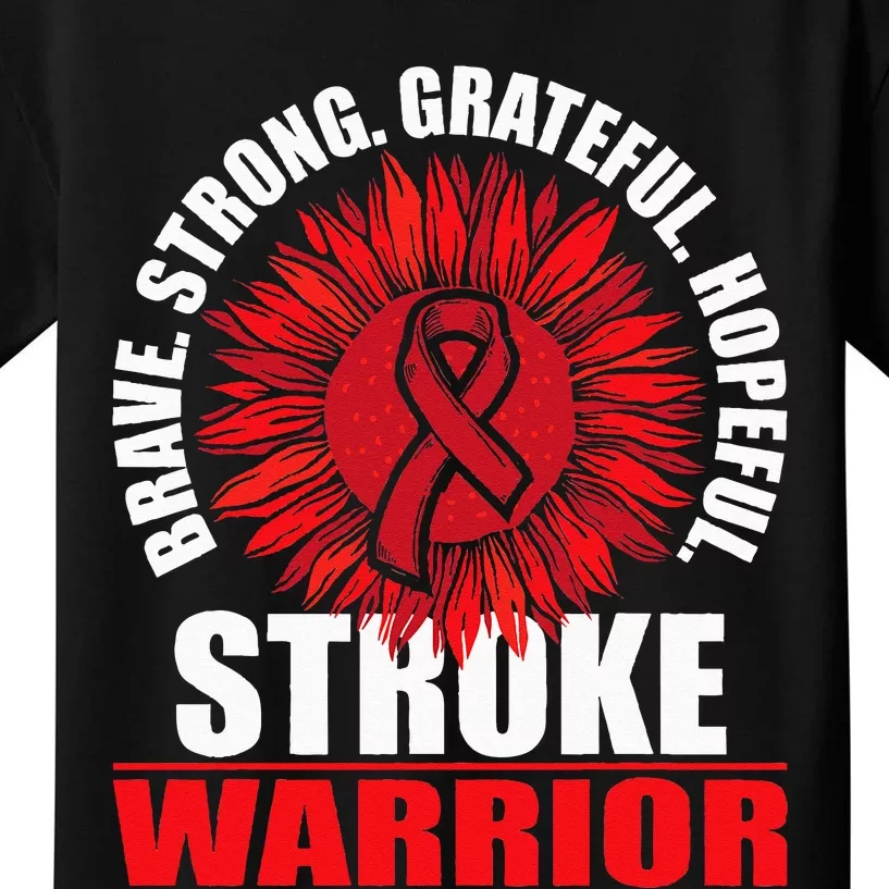 Stroke Warrior Stroke Survivor Red Awareness Ribbon Kids T-Shirt