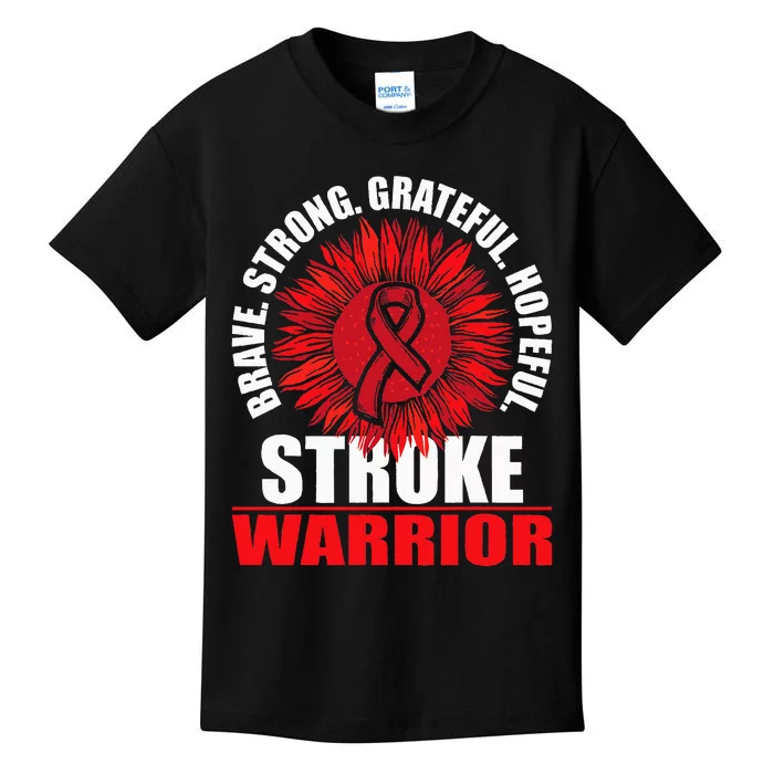 Stroke Warrior Stroke Survivor Red Awareness Ribbon Kids T-Shirt