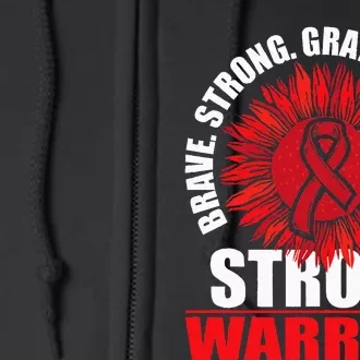 Stroke Warrior Stroke Survivor Red Awareness Ribbon Full Zip Hoodie