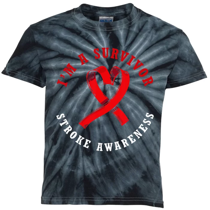 Stroke Warrior Stroke Awareness Im A Stroke Survivor Kids Tie-Dye T-Shirt