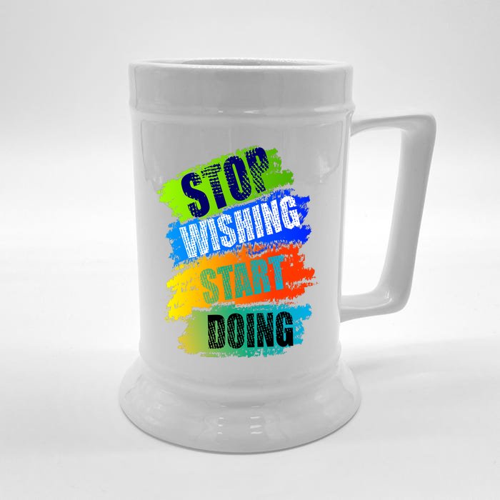 Stop Wishing Start Doing Inspirational Quote Front & Back Beer Stein