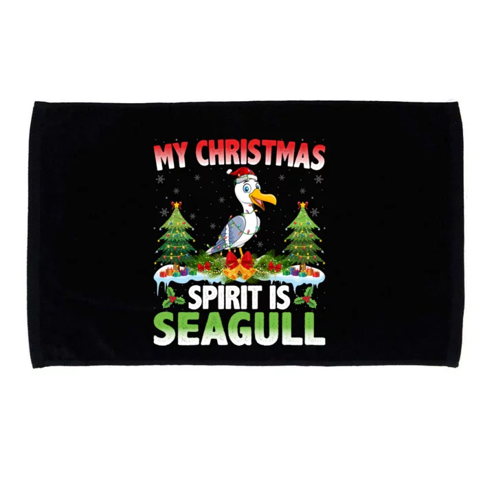 Seagull Wearing Santa Hat My Christmas Spirit Is Seagull Cute Gift Microfiber Hand Towel