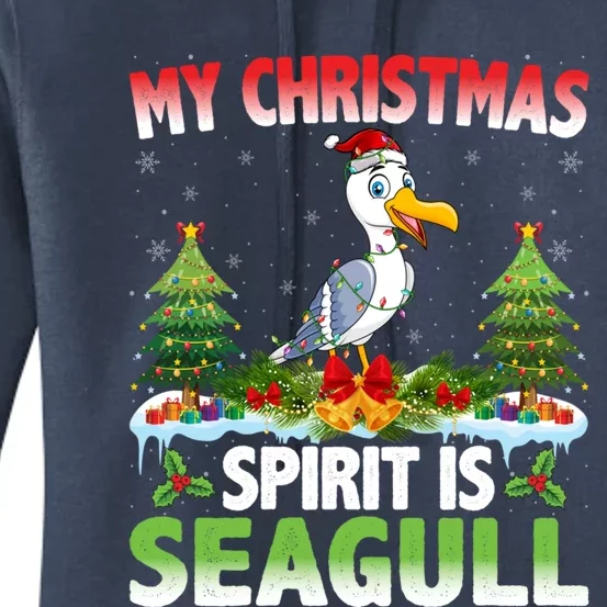 Seagull Wearing Santa Hat My Christmas Spirit Is Seagull Cute Gift Women's Pullover Hoodie