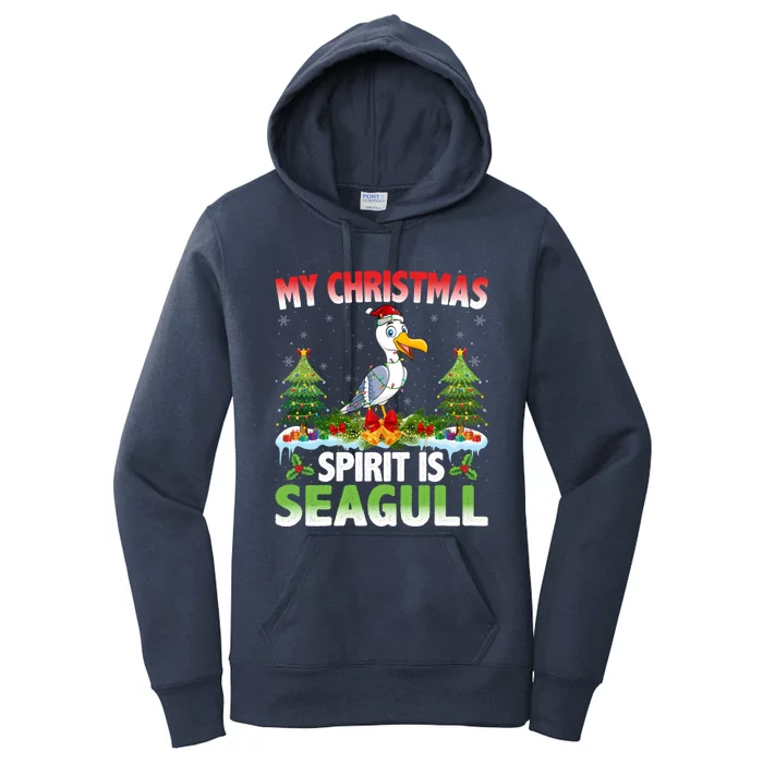 Seagull Wearing Santa Hat My Christmas Spirit Is Seagull Cute Gift Women's Pullover Hoodie