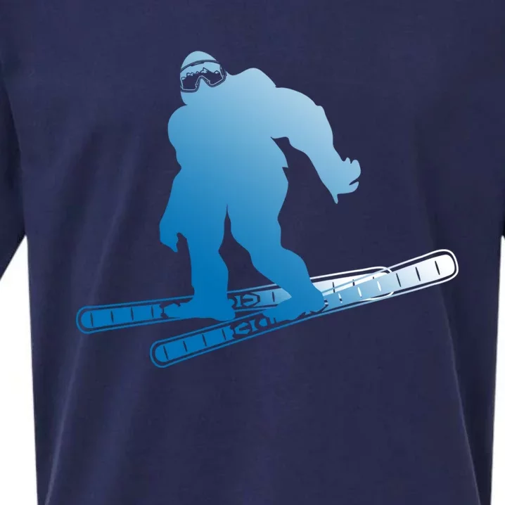 Ski Winter Sports Sasquatch Cryptozoology Skiing Bigfoot Gift Sueded Cloud Jersey T-Shirt