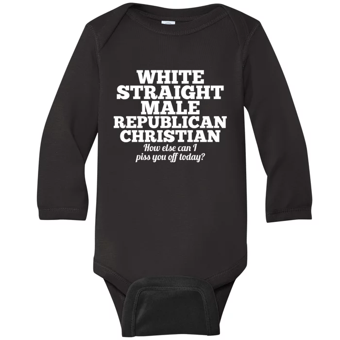 Sarcastic White Straight Male Republican Christian Baby Long Sleeve Bodysuit