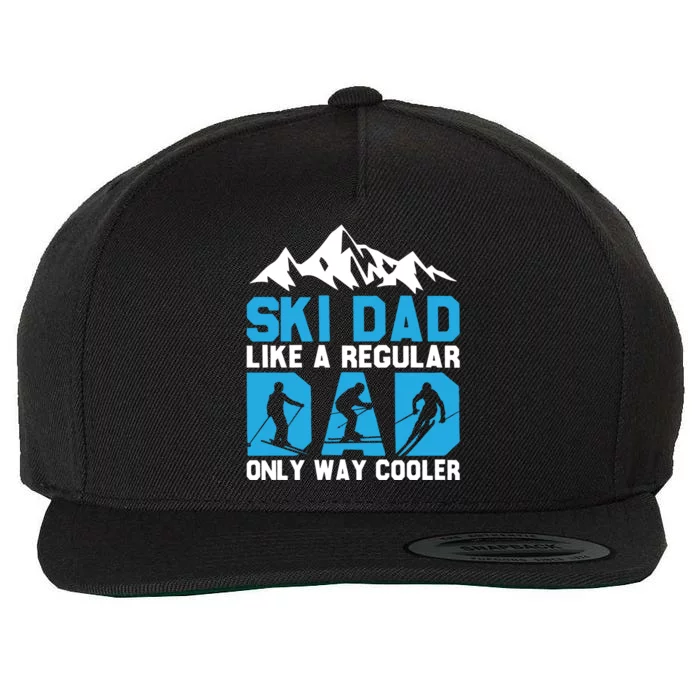 Skiing Winter Sports Distressed Cool Ski Dad Skier Daddy Gift Wool Snapback Cap