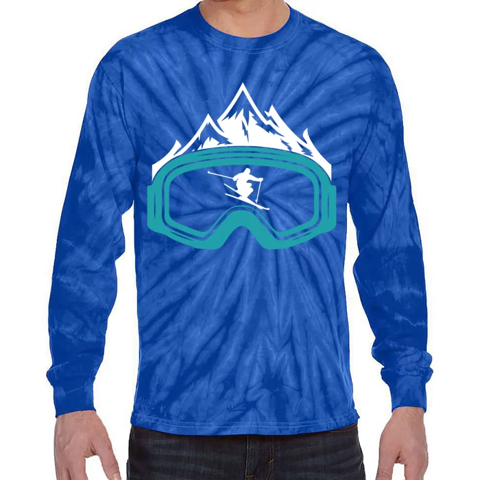 Skiing Winter Sports Gift Skier Ski Mountains Skiing Cute Gift Tie-Dye Long Sleeve Shirt