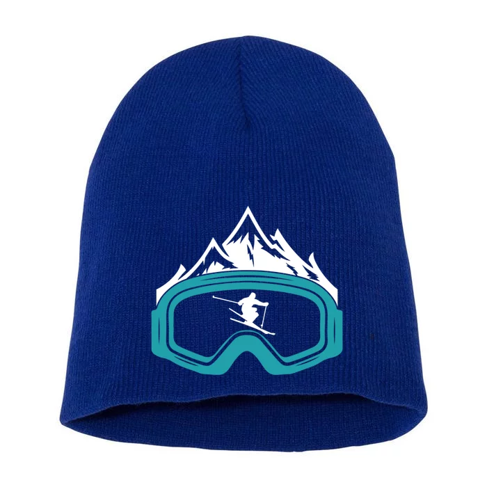 Skiing Winter Sports Gift Skier Ski Mountains Skiing Cute Gift Short Acrylic Beanie