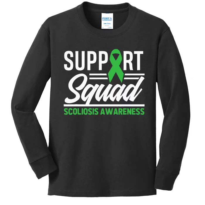 Scoliosis Warrior Support Squad Scoliosis Awareness Kids Long Sleeve Shirt