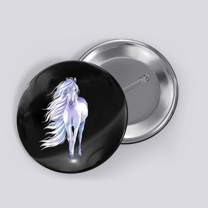 Silver White Stallion Button