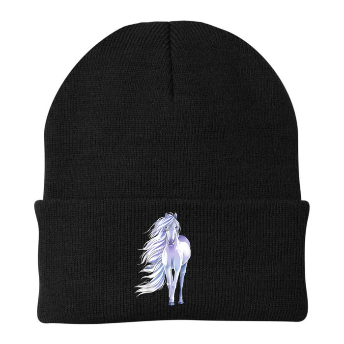 Silver White Stallion Knit Cap Winter Beanie