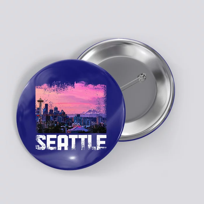 Seattle Washington Skyline Pnw Vintage Pride Button