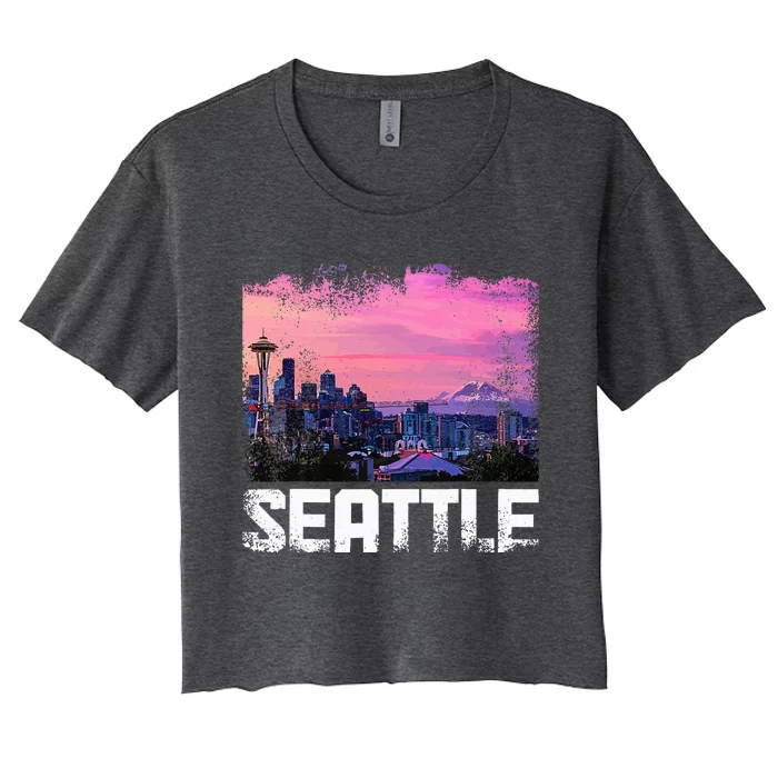 Seattle Washington Skyline Pnw Vintage Pride Women's Crop Top Tee