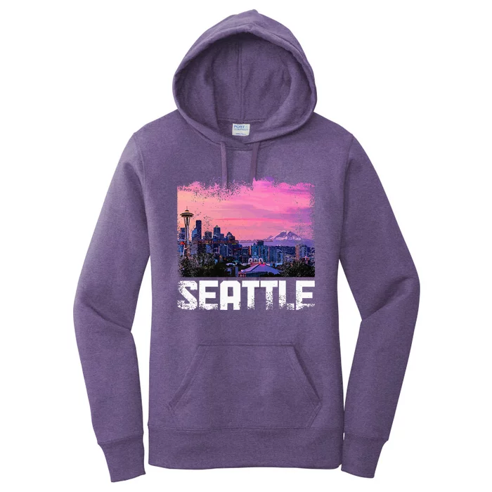 Seattle Washington Skyline Pnw Vintage Pride Women's Pullover Hoodie