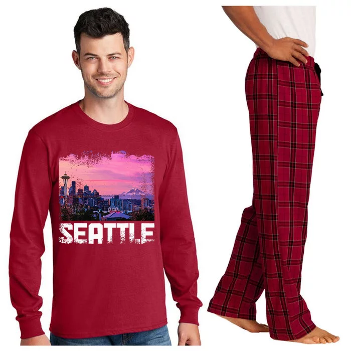 Seattle Washington Skyline Pnw Vintage Pride Long Sleeve Pajama Set