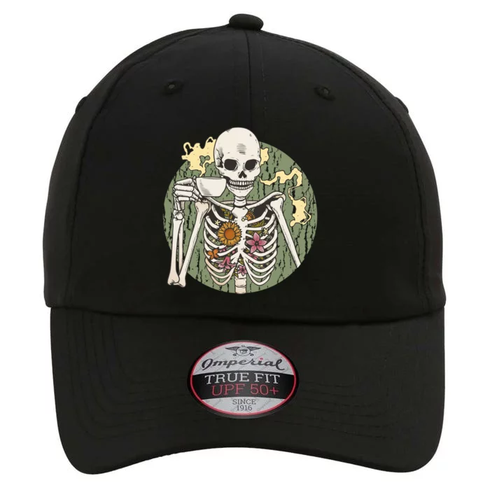 Skeleton With Steaming Cup Of Coffee Cool Gift The Original Performance Cap