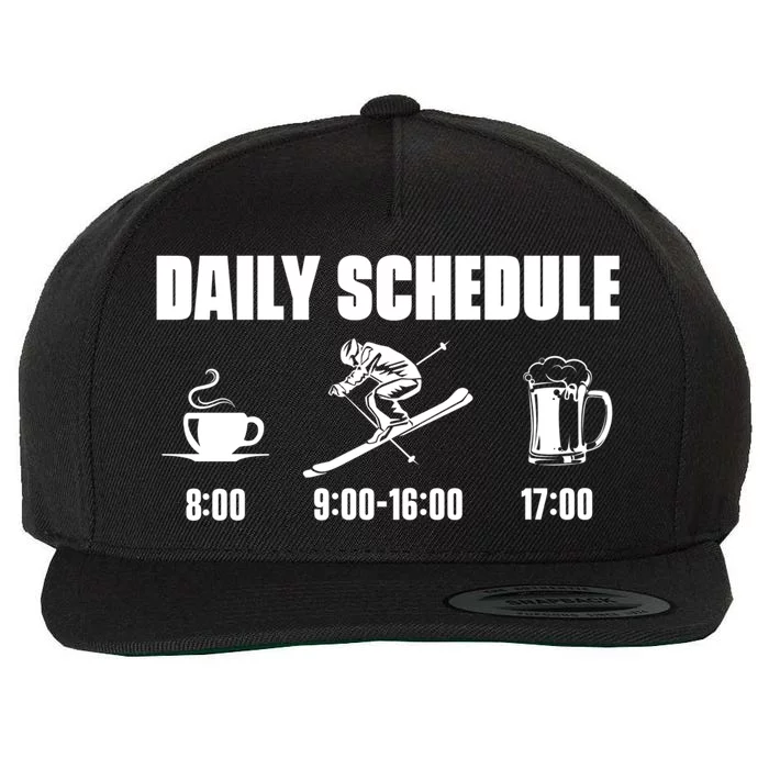 Skiing Winter Sports Gift Daily Schedule Ski Mountains Skiing Gift Wool Snapback Cap