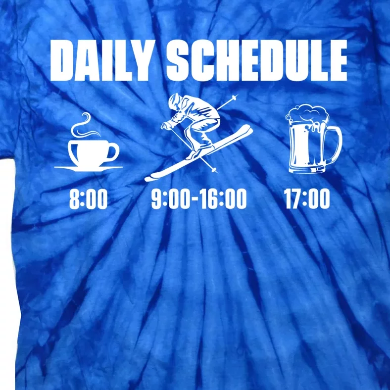 Skiing Winter Sports Gift Daily Schedule Ski Mountains Skiing Gift Tie-Dye T-Shirt