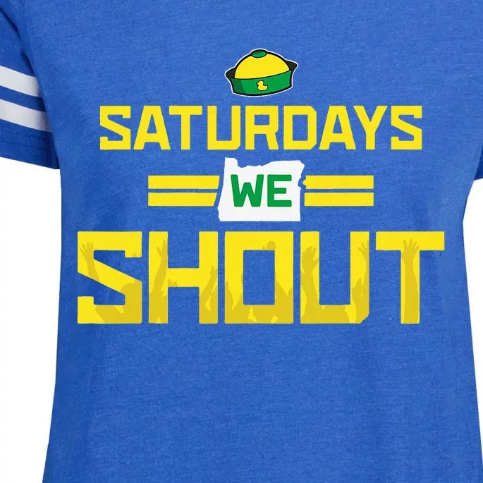 Saturdays We Shout For Oregon Enza Ladies Jersey Football T-Shirt