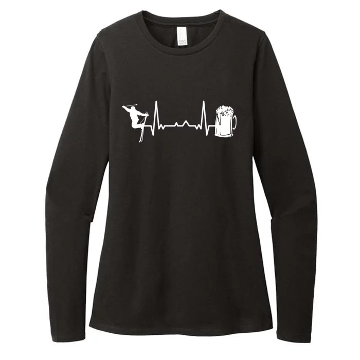 Skiing Winter Sports Gift Heartbeat Ekg Skier Ski Skiing Gift Womens CVC Long Sleeve Shirt