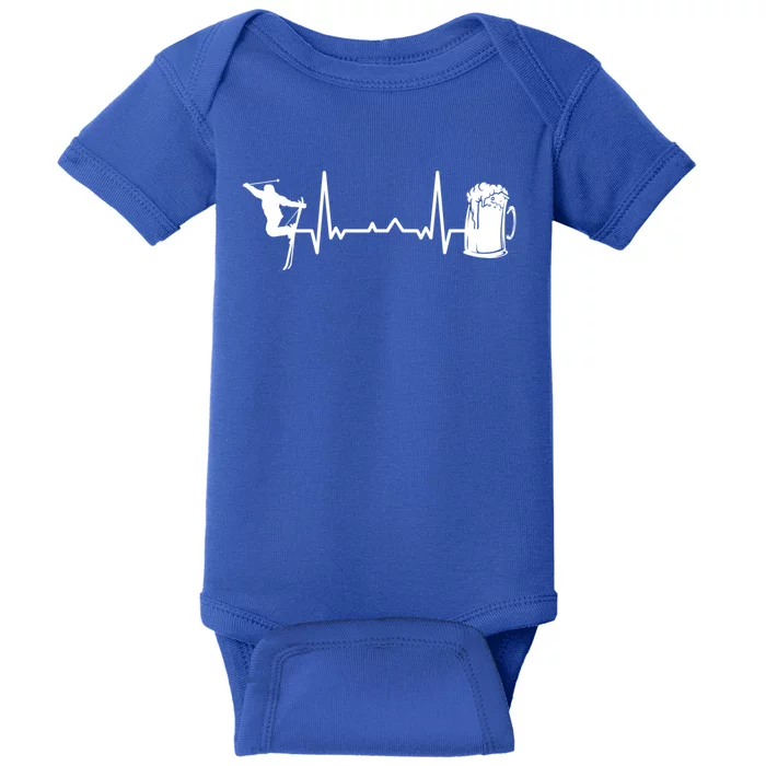 Skiing Winter Sports Gift Heartbeat Ekg Skier Ski Skiing Gift Baby Bodysuit